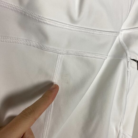 Athleta Laser Cut Leggings White Pockets Active Womens Medium Petite - Picture 7 of 10